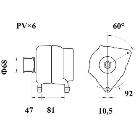 Mahle MG 1088 Alternatör 14V 90A (Letrika IA9525 / 11.209.684) – Kanallı V Kayış Kasnaklı