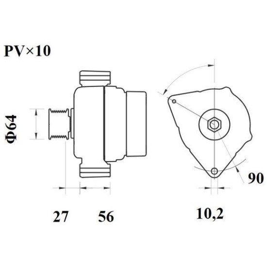 Mahle MG 1203 Alternatör 28V 120A (Letrika IA9563 / 11.209.776) – PV10 Kasnak Ø64 mm