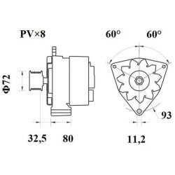 Mahle MG 586 Alternatör 28V 80A (Letrika IA9412 / 11.209.421)