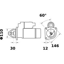 Mahle MS 195 Marş Motoru 12V 3,0 kW 9 Diş (Letrika IS0403 / 11.130.403)