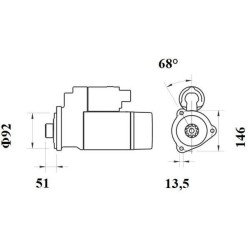 Mahle MS 761 Marş Motoru 24V 5,5 kW 12 Diş (IS9473 / 11139621) – Redüksiyon Dişli Kutulu, Saat Yönünde Dönüş