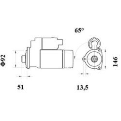 Mahle MS 998 Marş Motoru 24V 6,0 kW 12 Diş (IS9513 / 11139215) – Redüksiyonlu, Klemens 31, Saat Yönü