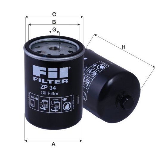 Fil Filter ZP 34 Yağ Filtresi | ISUZU / AMERICAN MOTORS AMC Referanslı Fil Filter ZP 34 Yağ Filtresi | ISUZU / AMERICAN MOTORS AMC Referanslı