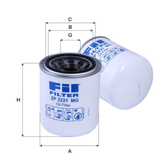 Fil Filter ZP 3231 MG Çalışma Hidroliği Filtresi | SPERRY NEW HOLLAND / CASE IH Referanslı