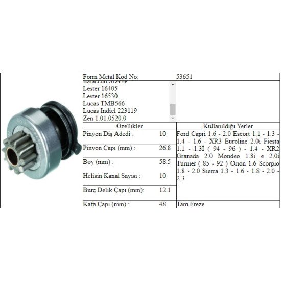 M.DİŞLİ 10 DİŞ FORD SIERRA MONDEO FIESTA E.M. M.DİŞLİ 10 DİŞ FORD SIERRA MONDEO FIESTA E.M.