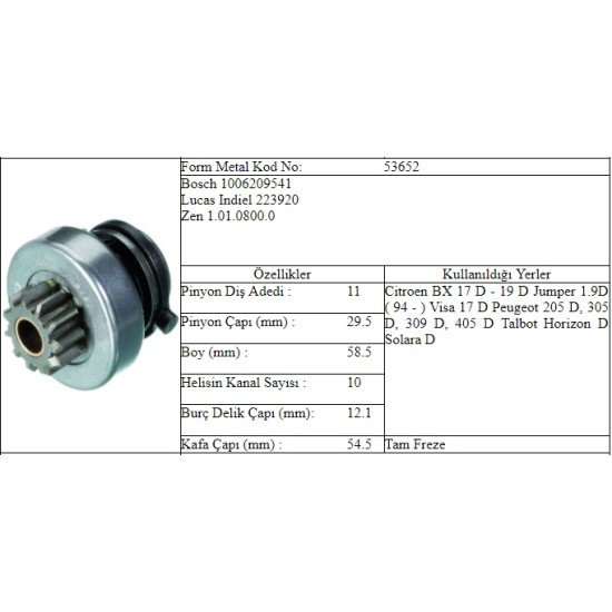 M.DİŞLİ 11 DİŞ CITROEN JUMPER 1,9 94 -