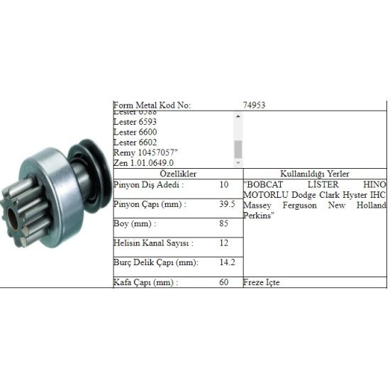 M.DİŞLİ 10 DİŞ HINO MOTORLU DODGE