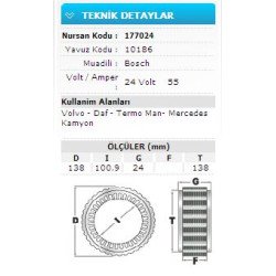 24V 55A VOLVO-DAF-TERMO MAN- MERCEDES KAMYON 10186