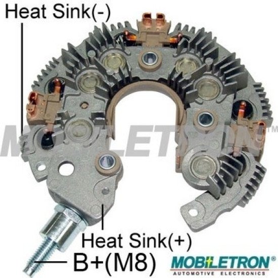 Mobiletron RN-67 Alternatör Doğrultucu (Redresör) 134 mm – M8 Akü Bağlantı Pimli – 12–50A Avalanche Diyotlu