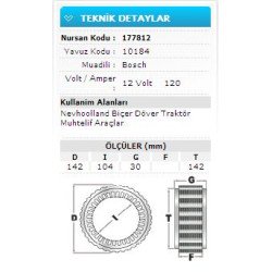 12V 120A NEWHOLL. BİÇERDÖVER TRAKT.MUHT.ARÇ 10184