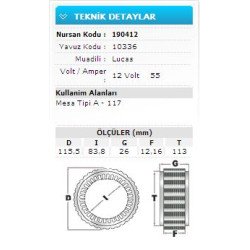 12V 55A MESA TİPİ A-117  10336