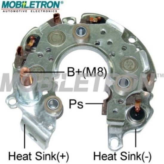 Mobiletron RN-64 Alternatör Diyot Tablası (Rectifier) 105mm OD M8 Akü Bağlantılı 6x50A Avalanche Diyotlu