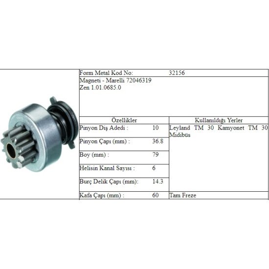 M.DİŞLİ 10 DİŞ BMC TM 30 6 KAN.DIŞTAN FREZE M.DİŞLİ 10 DİŞ BMC TM 30 6 KAN.DIŞTAN FREZE