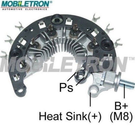 Mobiletron RP-59 Alternatör Redresörü (Rectifier) 114 mm Dış Çap, M8 Akü Bağlantısı, 6–50A Avalanche Diyotlu