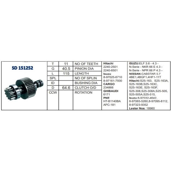 M.DİŞLİSİ 11 DİŞ ISUZU CHAMPION/NPR KAMYON KOMPLE