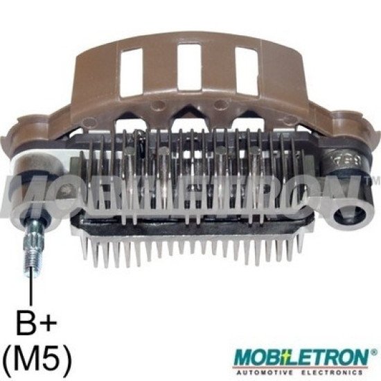 Mobiletron RM-181 Alternatör Doğrultucu (Redresör) – 85 mm Montaj Uzunluğu, M5 Akü Bağlantısı, 8×30A Diyot (Honda Civic 1.8)