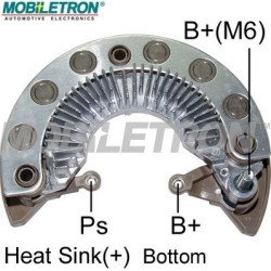 Mobiletron RM-179 Alternatör Diyot Tablası (Rectifier) 130mm OD (M6 Akü Çıkışı, 12–50A Avalanche Diyotlu)