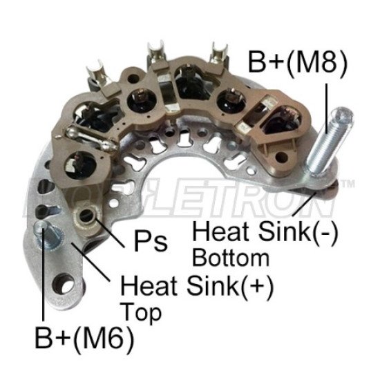 Mobiletron RD-46 Alternatör Doğrultucu (Rectifier) 6×50A Avalanche Diyotlu – M8 Akü Bağlantılı