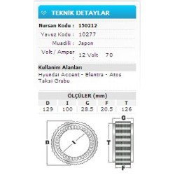 12V 70A HYU ACCENT-ELENTRA-ATOS TAKSİ GR 10277
