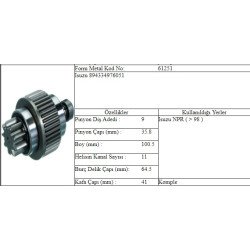 M.DİŞLİ 9 DİŞ ISUZU NPR E.M.86 - 88 M.DİŞLİ 9 DİŞ ISUZU NPR E.M.86 - 88