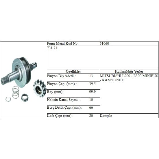 M.DİŞLİ 13 DİŞ MITSUBISHI  L 200 300 E.M.-98