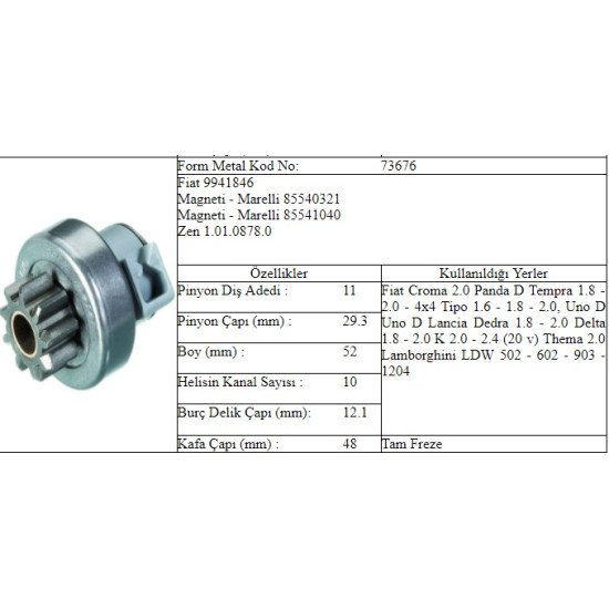 M.DİŞLİ 11 DİŞ FIAT TEMPRA TİPO UNO PANDA D M.DİŞLİ 11 DİŞ FIAT TEMPRA TİPO UNO PANDA D