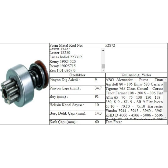 M.DİŞLİ 9 DİŞ MERCEDES 2517 302 303 DIŞ FREZE