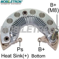 Mobiletron RM-180HV 122mm Alternatör Doğrultucu (Rectifier) M8 Akü Postlu 12-50A Diyotlu
