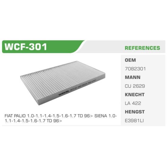 WİNKEL FİLTRE ALBEA KLİMA FİLTRESİ WCF301 WİNKEL FİLTRE ALBEA KLİMA FİLTRESİ WCF301